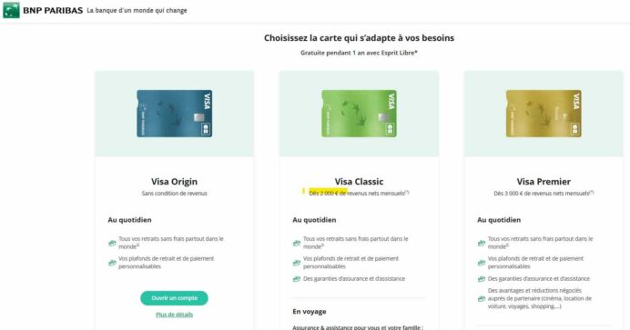 carte visa bnp paribas 2026